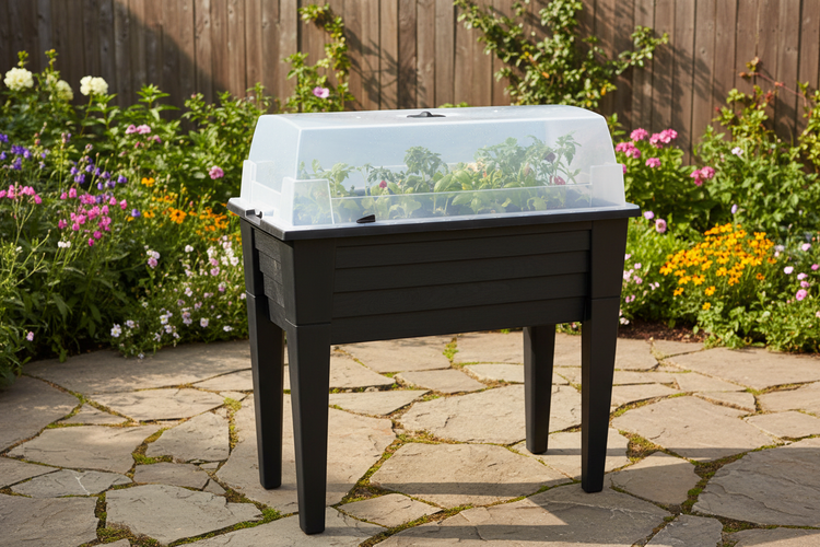  kweektafel met deksel vol zaailingen