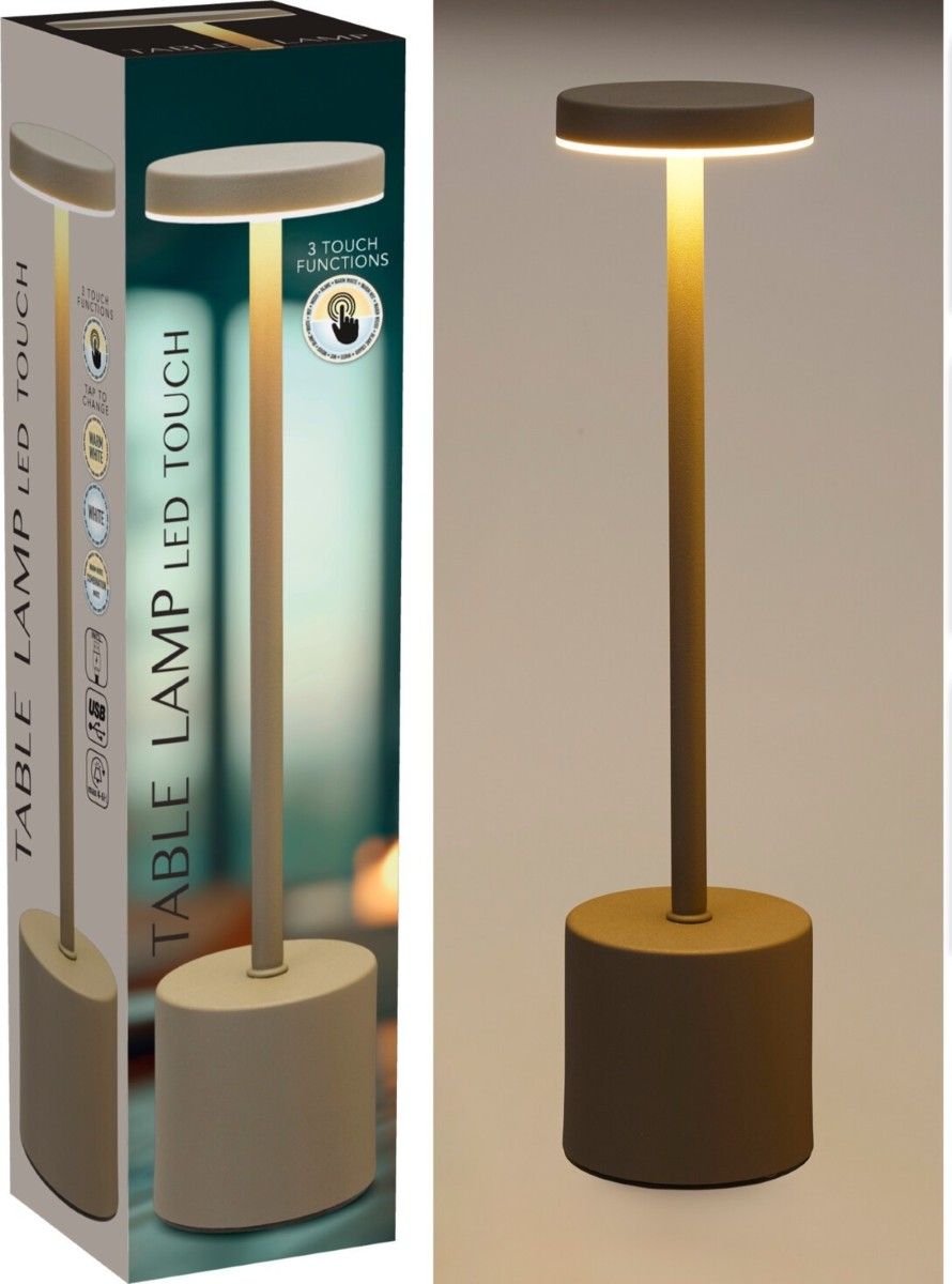 Tafellamp Taupe - 34Cm - Touchlamp - Dimbaar - Usb